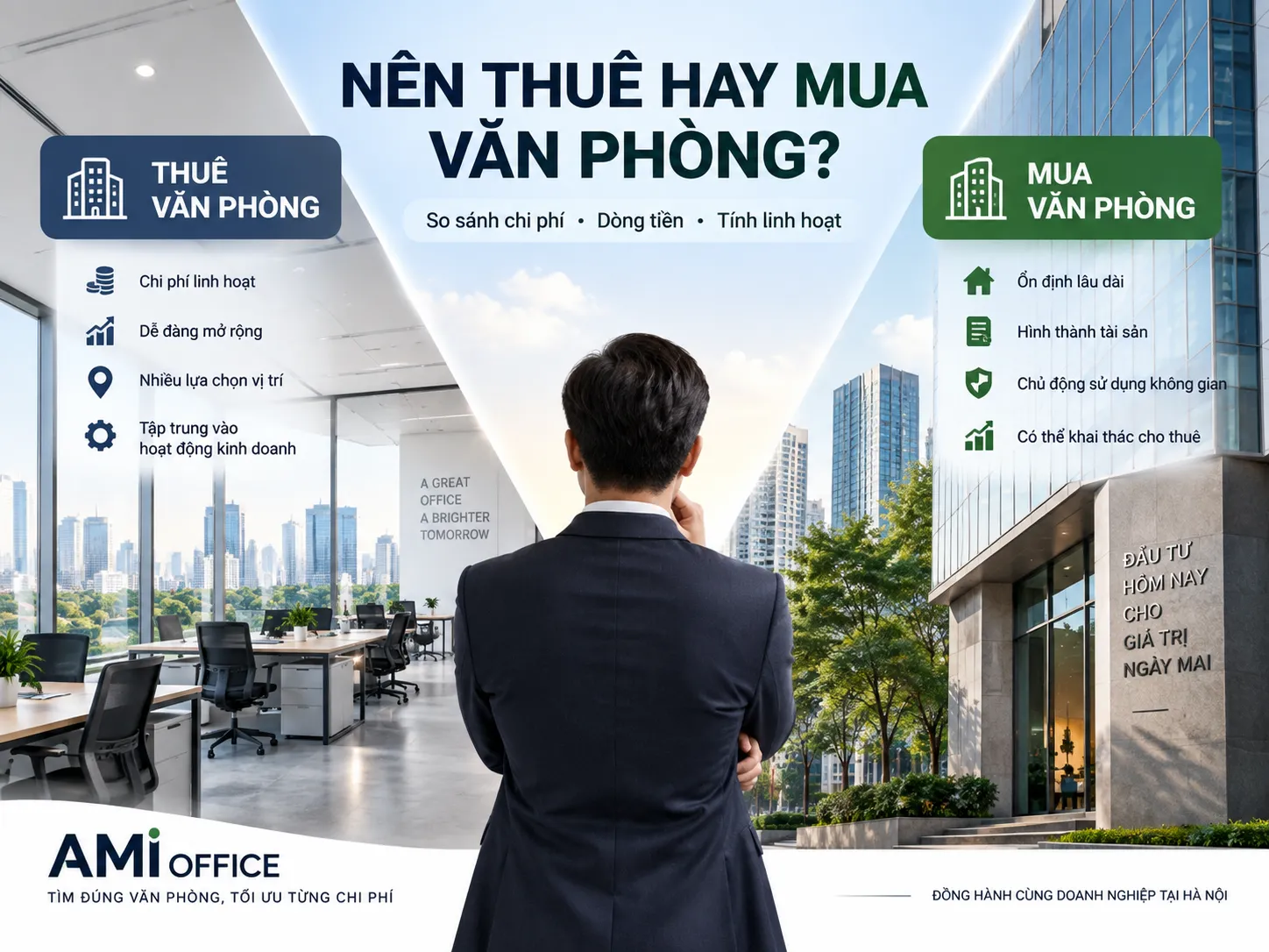 Nên thuê hay mua văn phòng? So sánh chi phí & lợi ích