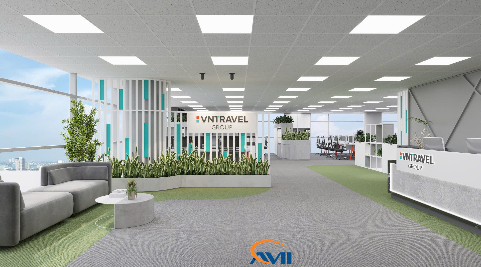 Thiết kế thi công nội thất văn phòng du lịch VNTravel Group