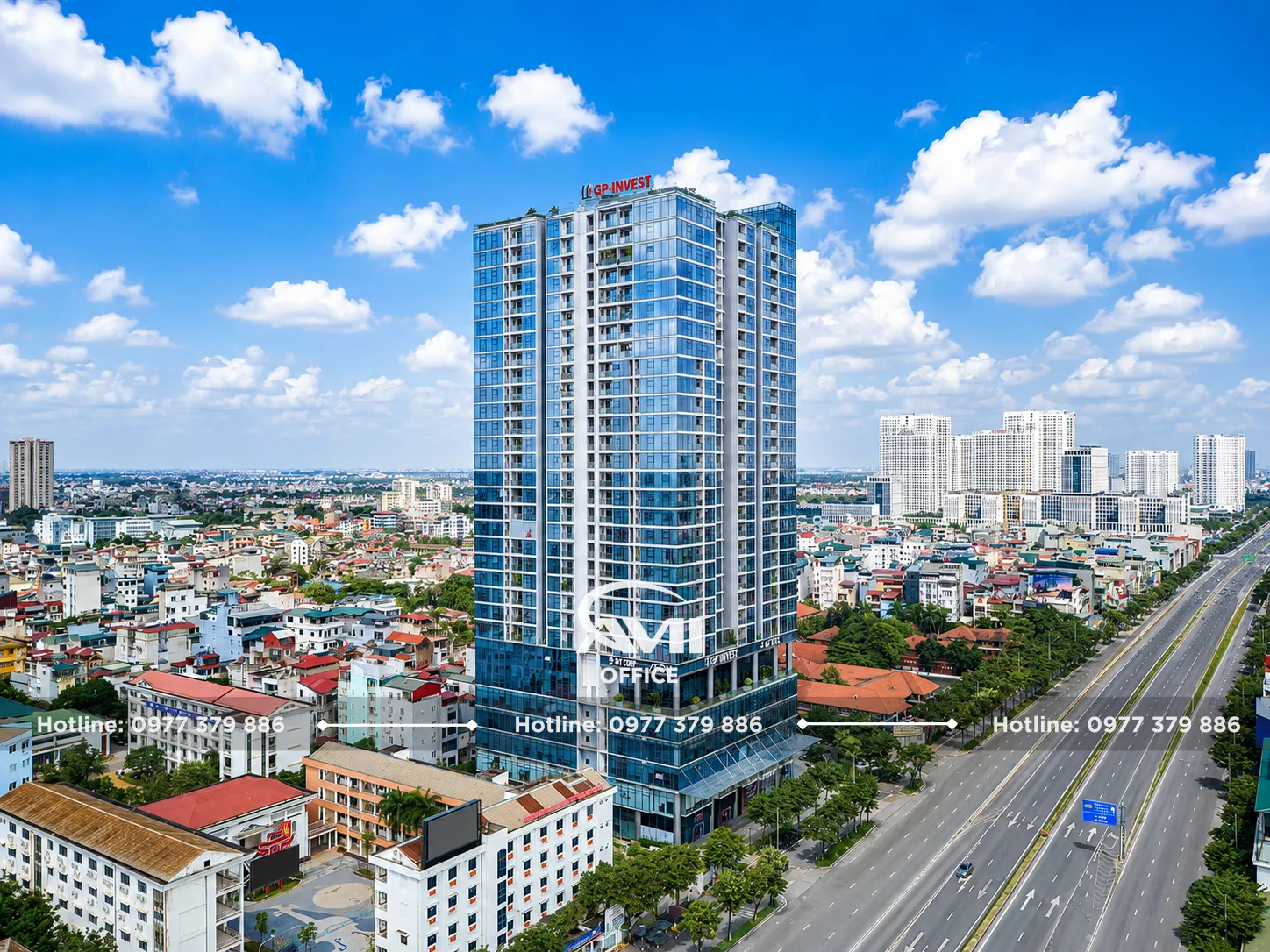 The Nine - tòa nhà văn phòng hạng B tại số 9 Phạm Văn Đồng, Cầu Giấy, Hà Nội với thiết kế hiện đại, diện tích thuê linh hoạt và nhiều tiện ích cao cấp.
