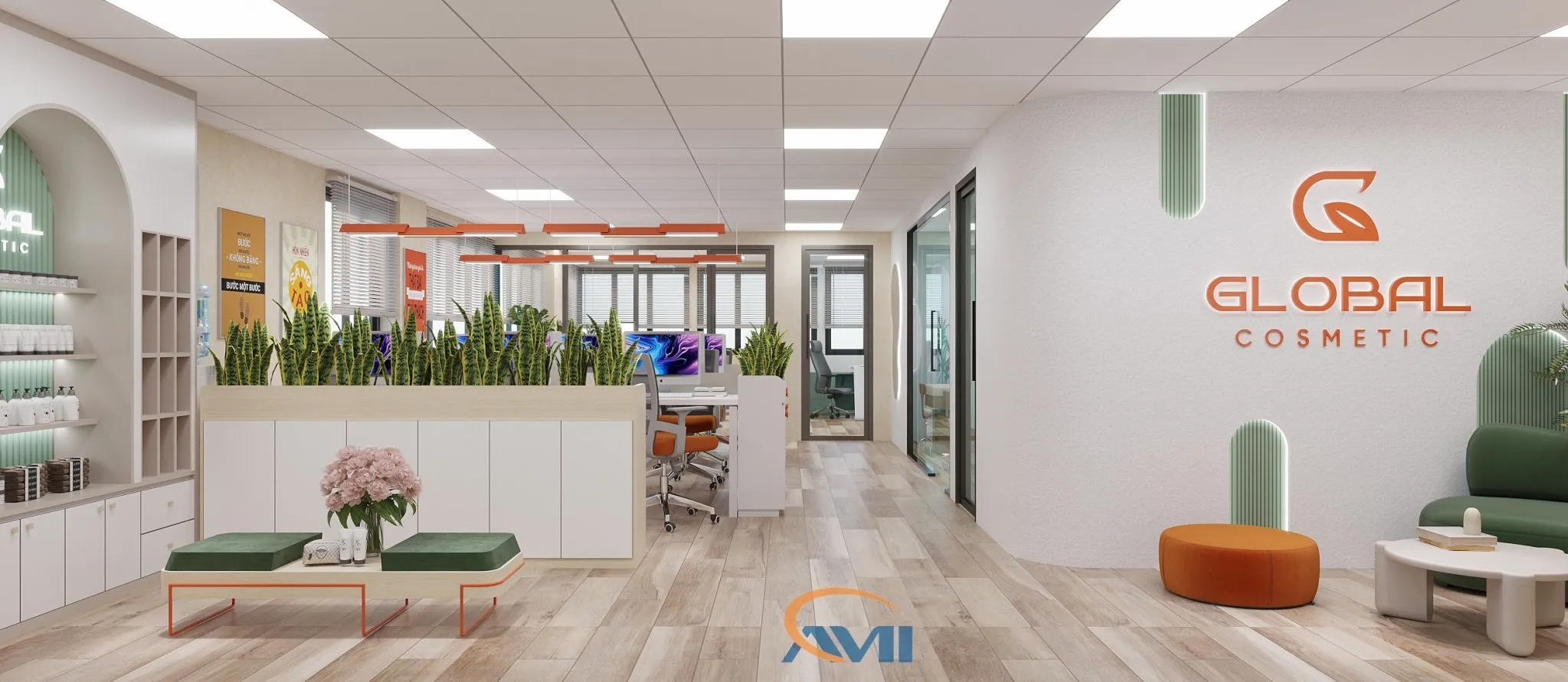 Thiết kế nội thất văn phòng COSMETIC GLOBAL