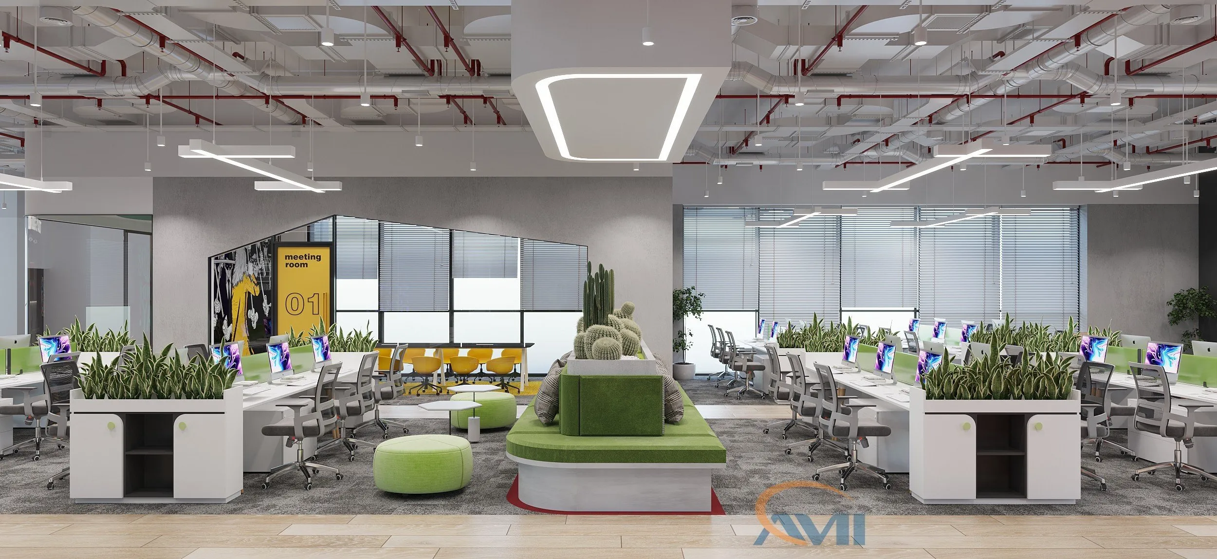 Thiết kế nội thất văn phòng hạng A hiện đại tại Hà Nội