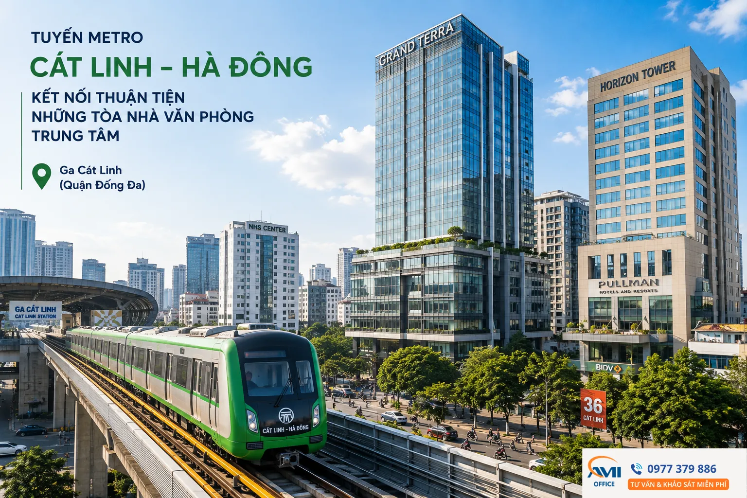 Metro Cát Linh Hà Đông gần tòa nhà văn phòng