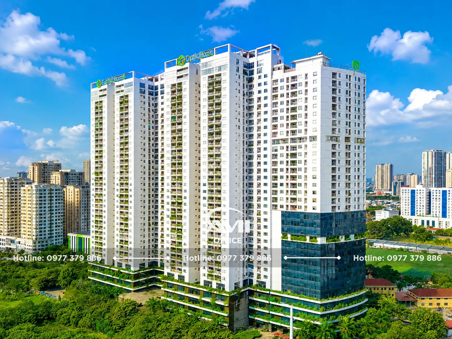 Ecolife Capitol - tòa nhà văn phòng hạng C tại 58 Tố Hữu, Đại Mỗ, Hà Nội với thiết kế xanh, chứng nhận EDGE và Green Mark, diện tích thuê linh hoạt.
