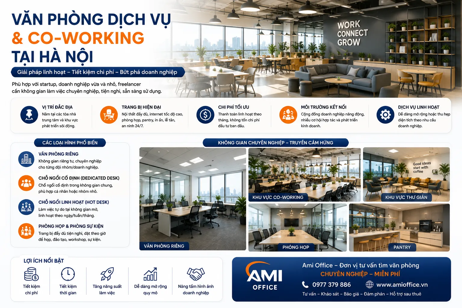 Không gian văn phòng dịch vụ và coworking tại Hà Nội