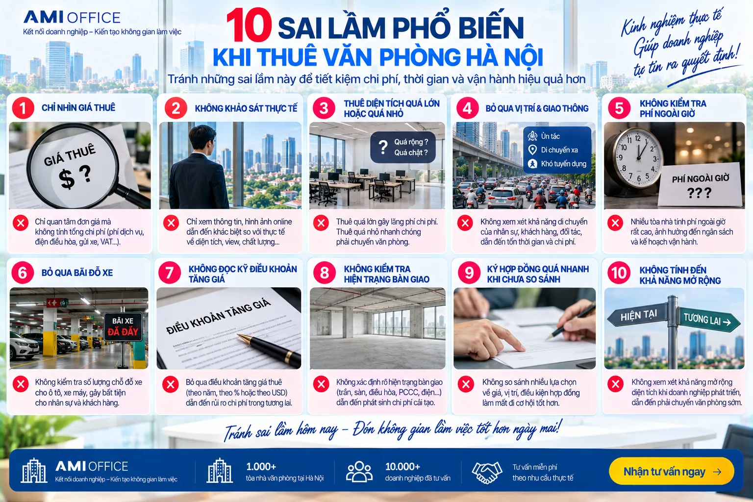 10 sai lầm doanh nghiệp cần tránh khi thuê văn phòng Hà Nội