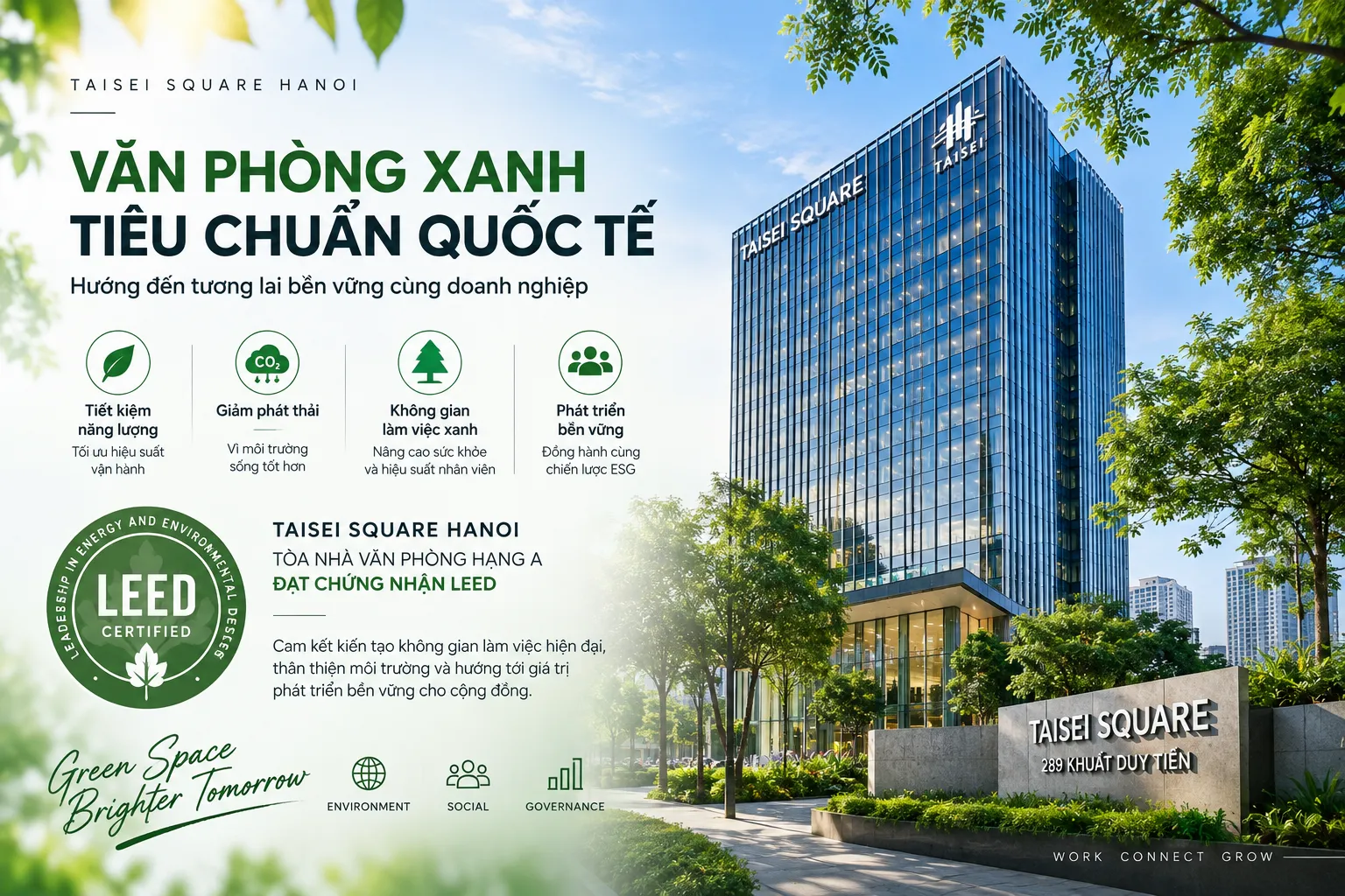 Taisei Square với định hướng văn phòng xanh LEED