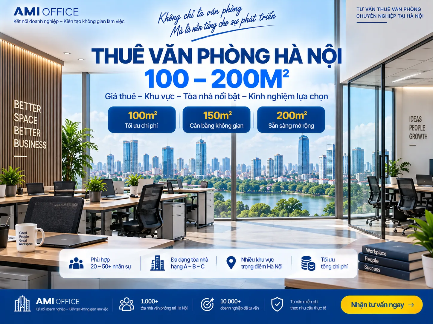 Thuê Văn Phòng Hà Nội 100–200m²: Giá Thuê & Tòa Nhà Nổi Bật