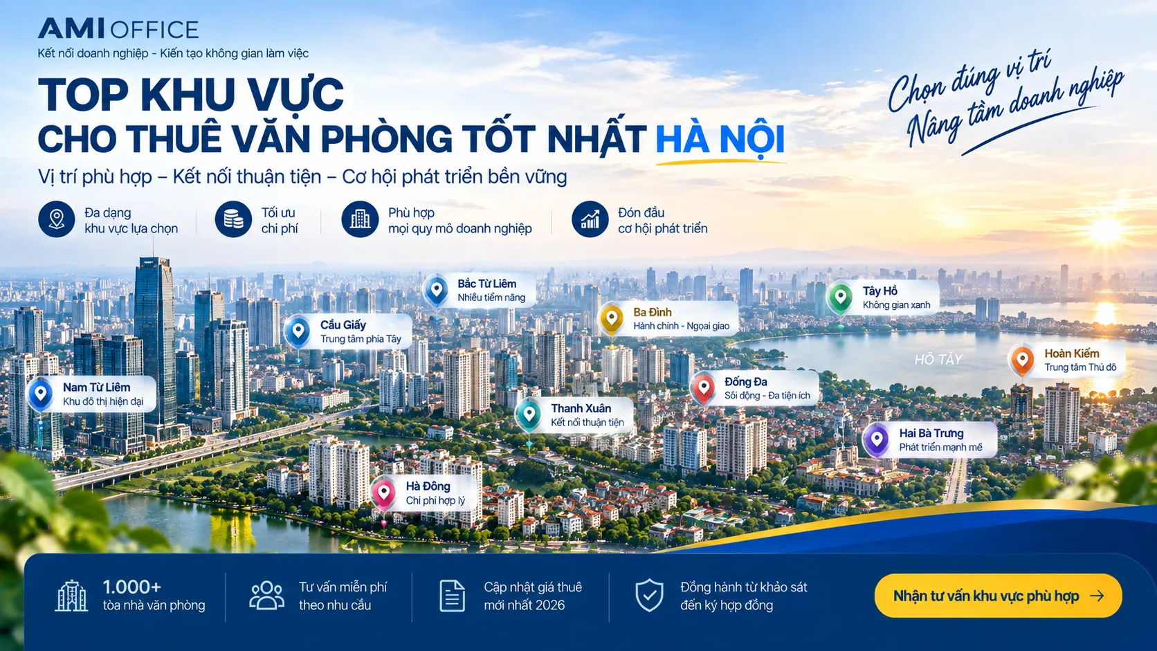 Top Khu Vực Cho Thuê Văn Phòng Tốt Nhất Hà Nội